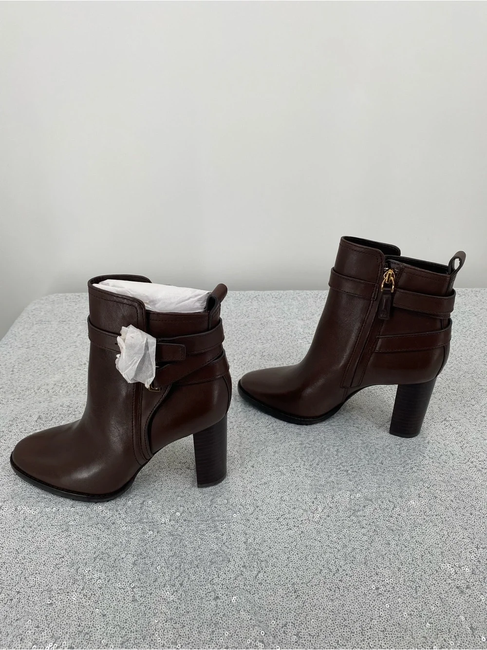 Lauren Ralph Lauren Madisyn Bootie Chestnut Brown Leather Size 6B